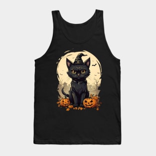 Black cat and pumpkin Tank Top
